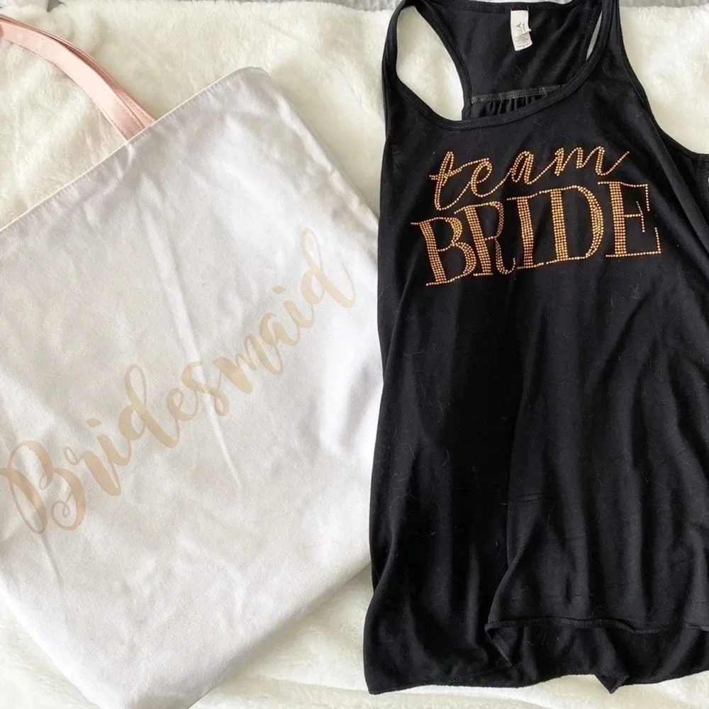 Bridesmaid/ bachelorette party boutique top and tote bag bundle